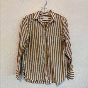 J. Crew Classic Tan and White Striped Shirt Sz 4